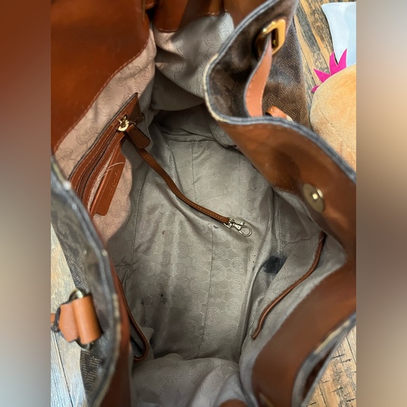 -Michael Kors Hamilton Logo Leather Shoulder Handbag - Picture 11 of 12